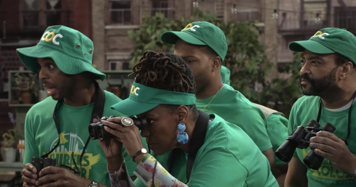Dennis Jay Funny, Jermaine Fowler, Lawrence Stallings, Kecia Lewis in a still from Crutch