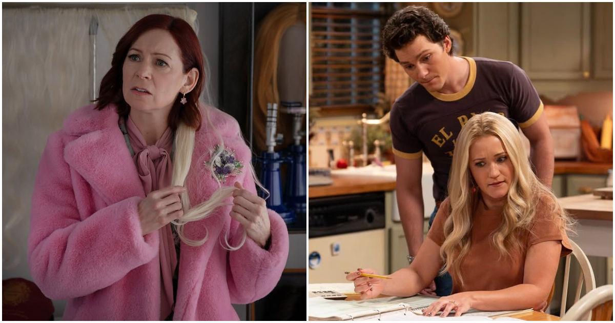 Carrie Preston in a still from 'Elsbeth'; Montana Jordan and Emily Osment in a still from 'Georgie & Mandy's First Marriage' (Image Source: Instagram | @georgieandmandycbs)