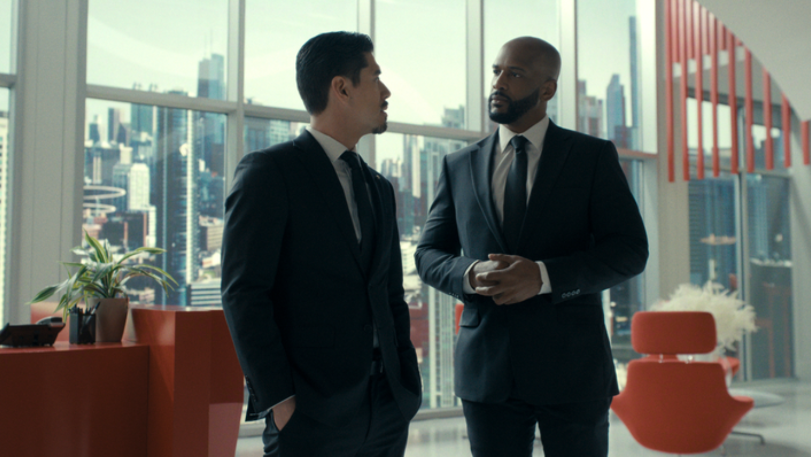 (L to R) Bryan Tanaka as Officer Alex, George Middlebrook as Officer Trackson (Image credits: Netflix)