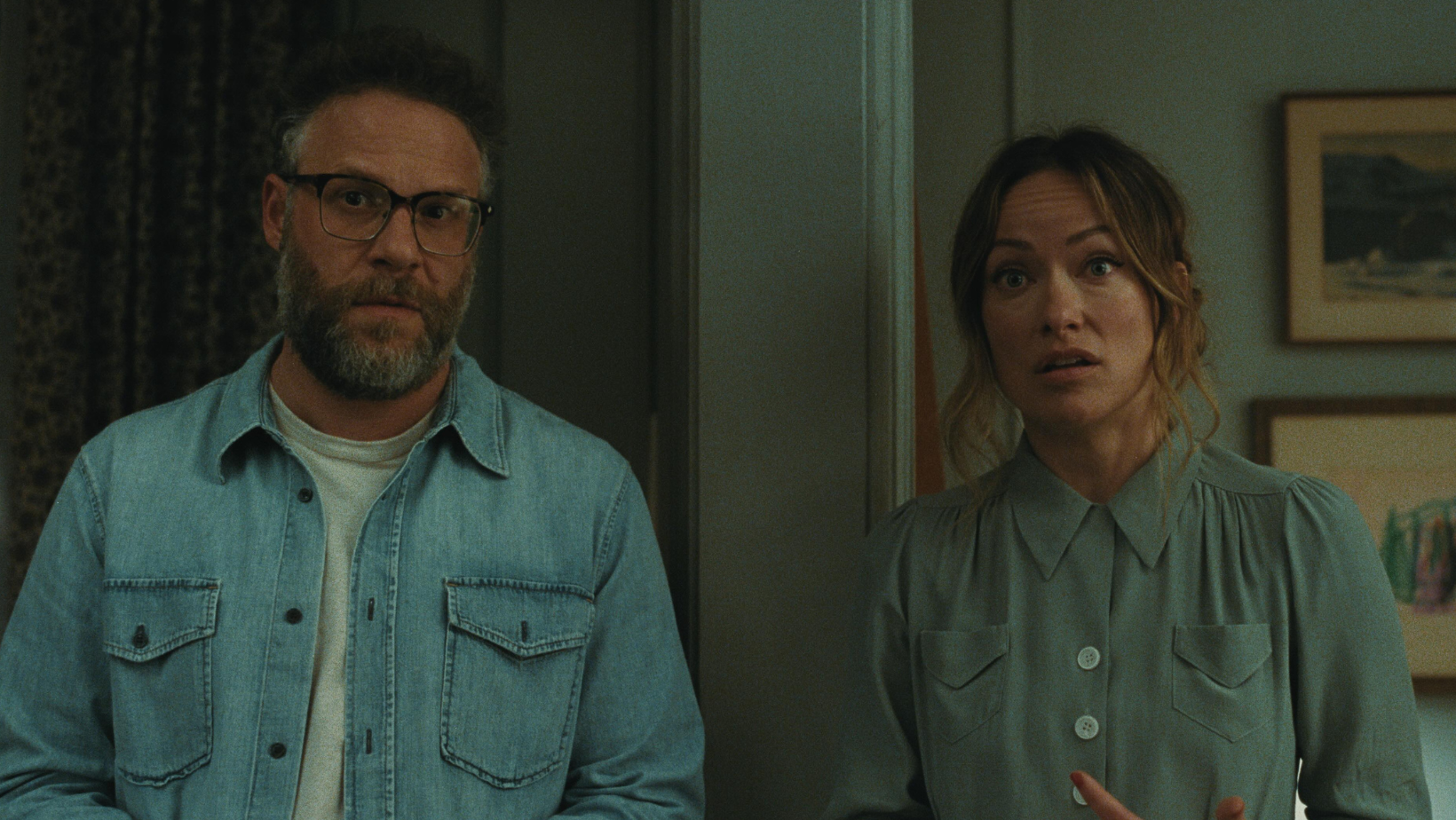 A still of Seth Rogers and Olivia Wilde from 'Invite' (Image Source: Instagram | @oliviawilde)