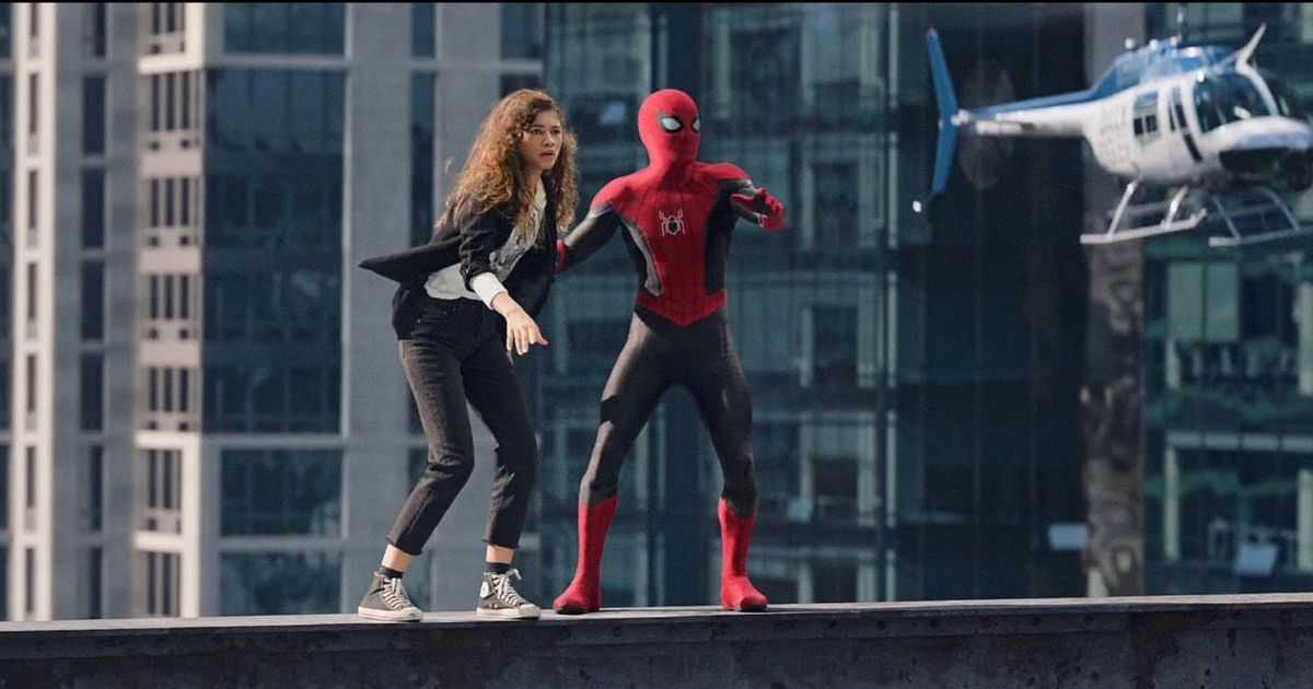 Zandaya and Tom Holland in a still from Spider-Man: No Way Home