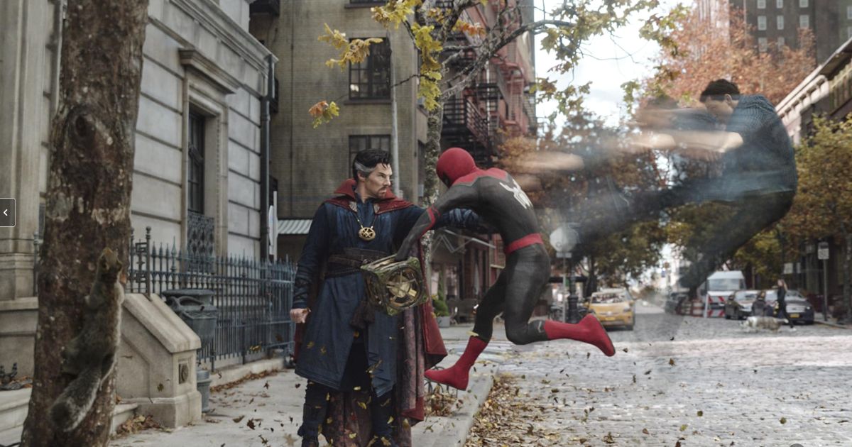Benedict Cumberbatch and Tom Holland in a still from Spider-Man: No Way Home
