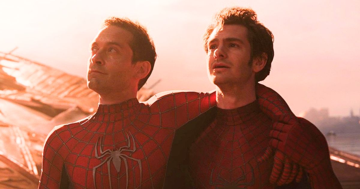 Tobey Maguire and Andrew Garfield in a still from Spider-Man: No Way Home