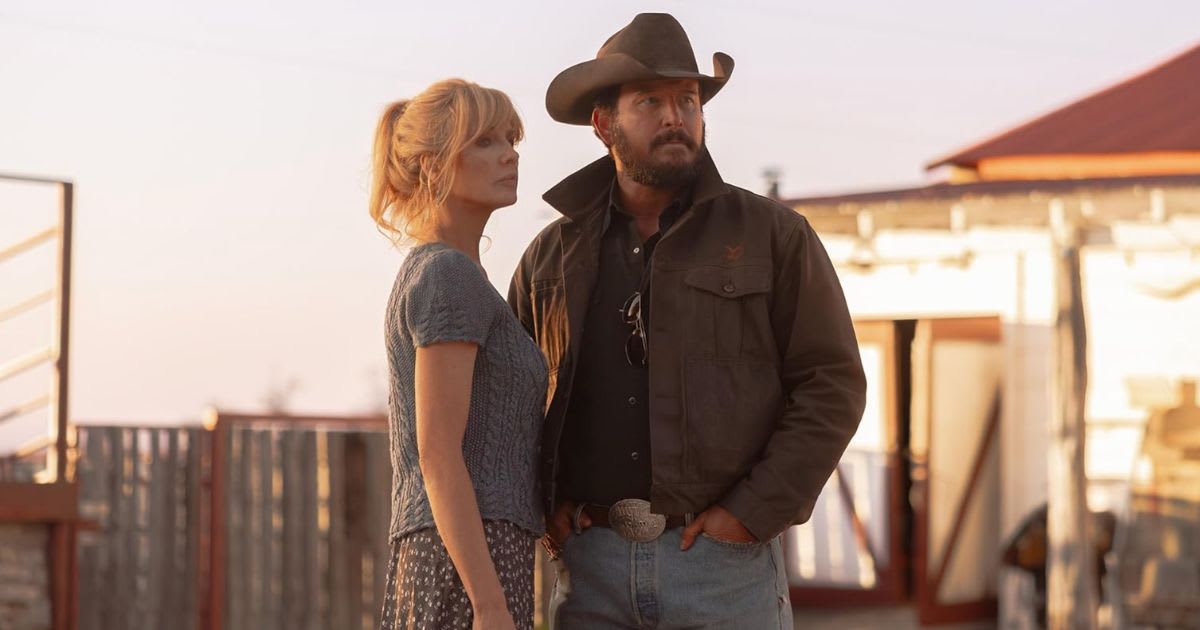 Cole Hauser and Kelly Reilly in a still from 'Dutton Ranch'