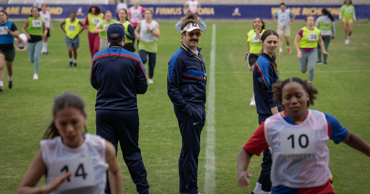 Brendan Hunt, Jason Sudeikis and Tanya Reynolds in 'Ted Lasso' Season 4's first look (Image Source: Apple TV | Ted Lasso)