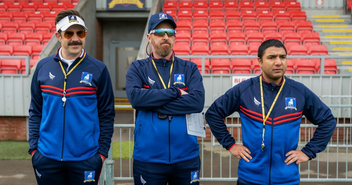 Brendan Hunt, Jason Sudeikis, and Nick Mohammed in a still from 'Ted Lasso'