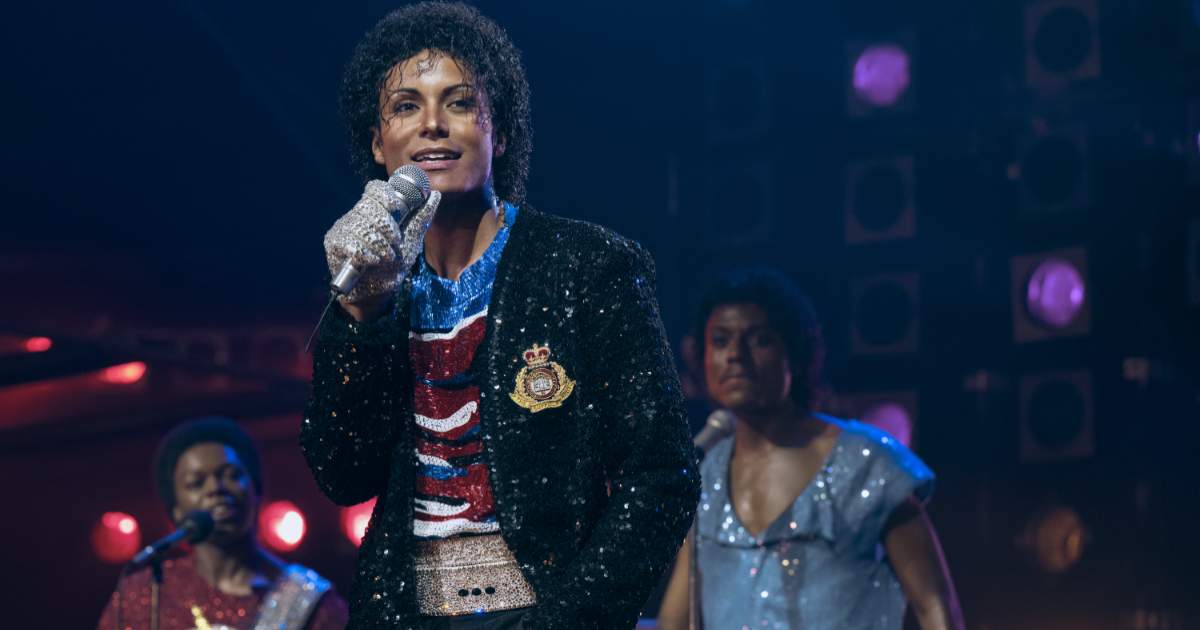 Rhyan Hill as Tito Jackson, Jaafar Jackson as Michael Jackson, and Tre' Horton as Marlon Jackson in 'Michael' (Image Source: Lionsgate | Photo by Glen Wilson)