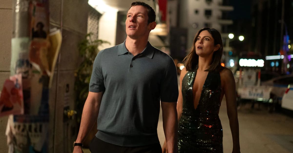 Callum Turner and Monica Barbaro in a still from 'One Night Only' (Image Source: Universal Pictures)