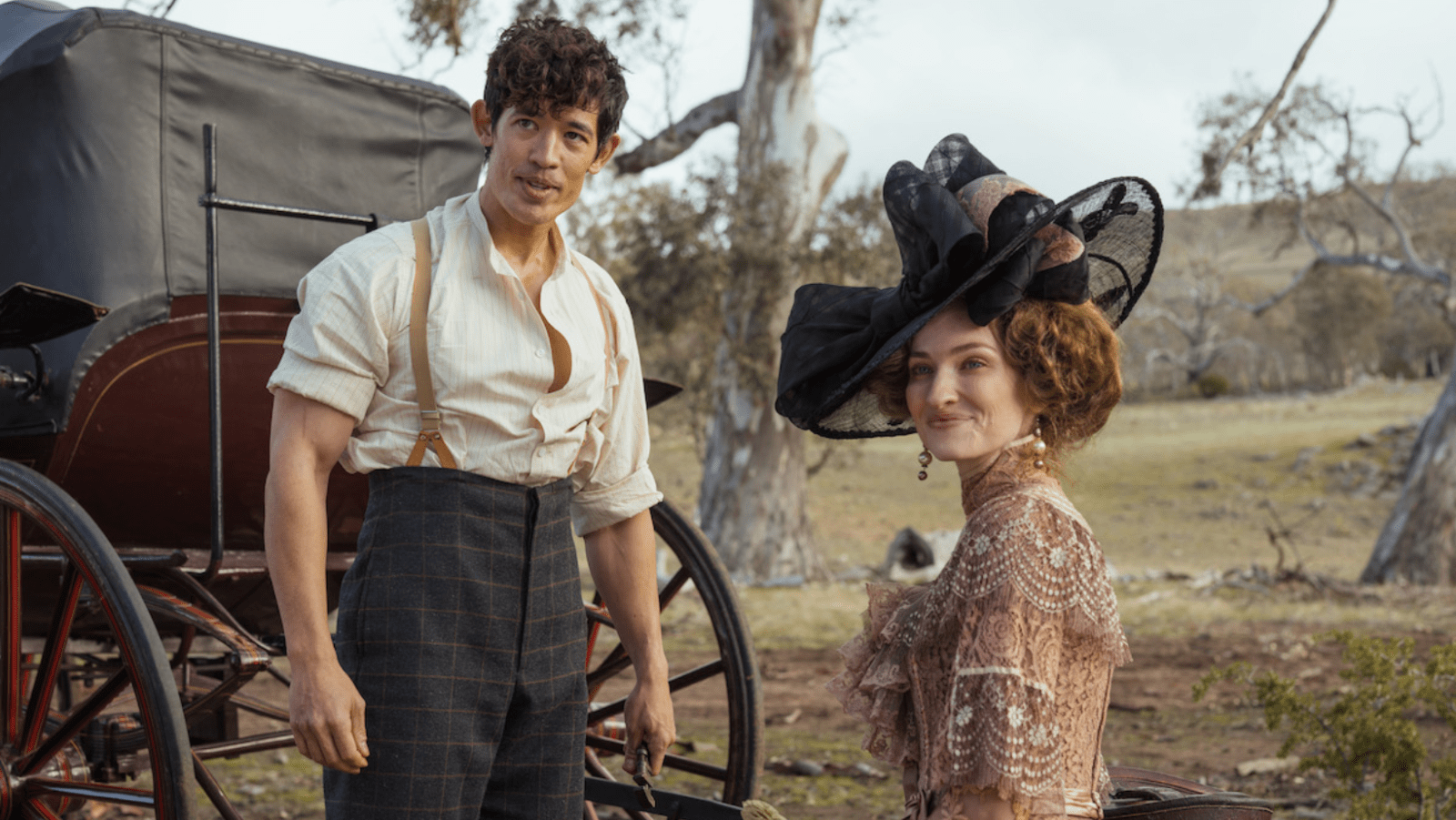 Christopher Chung as Harry Beecham and Kate Mulvany as Augusta Beecham in ‘My Brilliant Career’ (Image Source: Netflix)