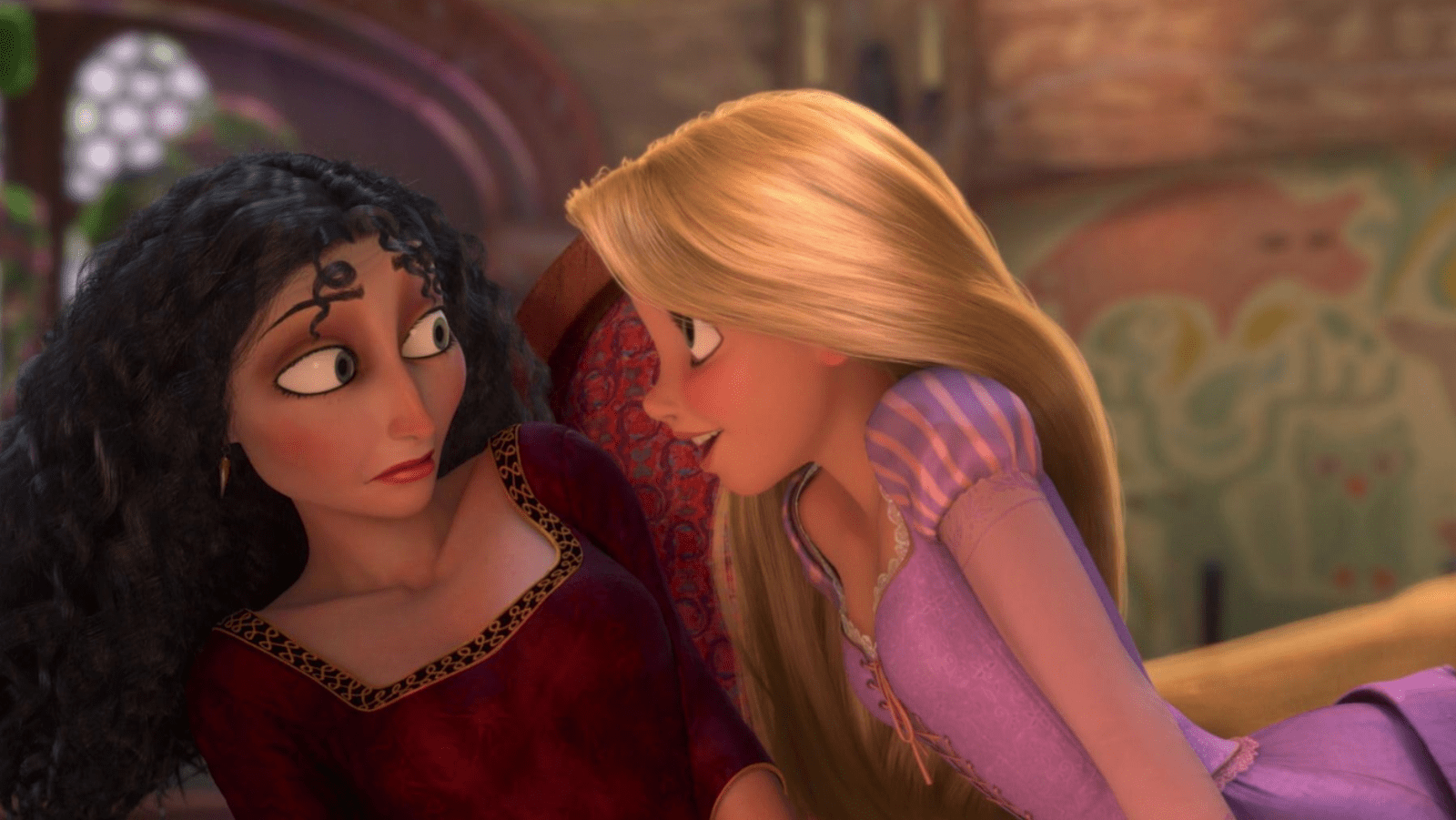 A still of Mother Gothel and Rapunzel frm 'Tangled' animated movie (Image source: Disney))