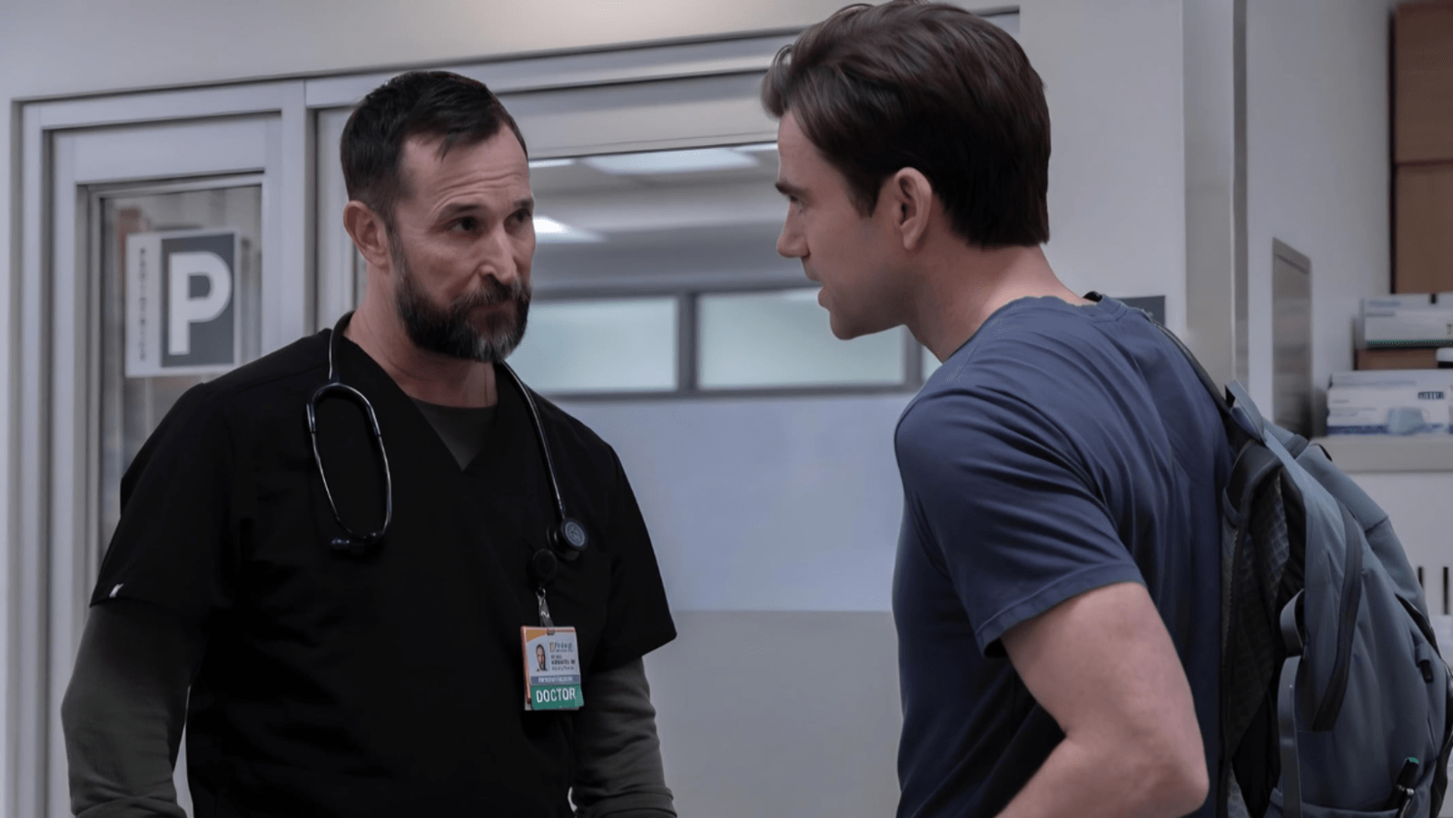 Noah Wyle as Dr. Robby speaks with Patrick Ball as Dr. Langdon in ‘The Pitt’ (Cover Image Source: HBO)