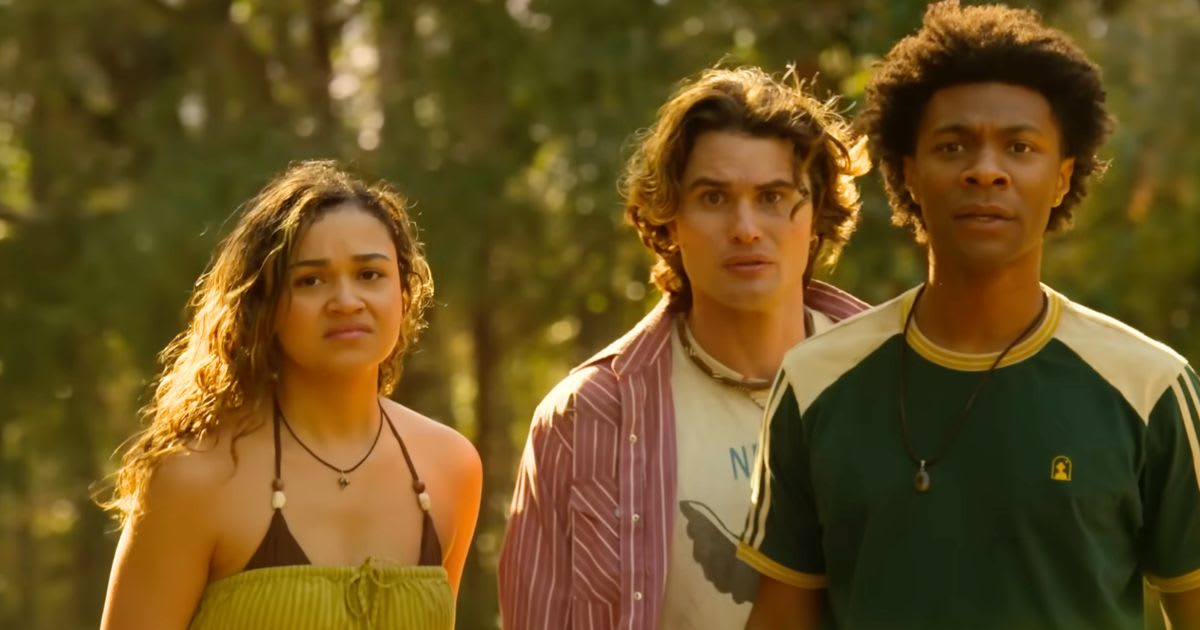 (From L to R) Madison Bailey as Kiara Carrera,  Chase Stokes as John B Routledge and J.D. as Pope Heyward in a still from 'Outer Banks' Season 5 trailer