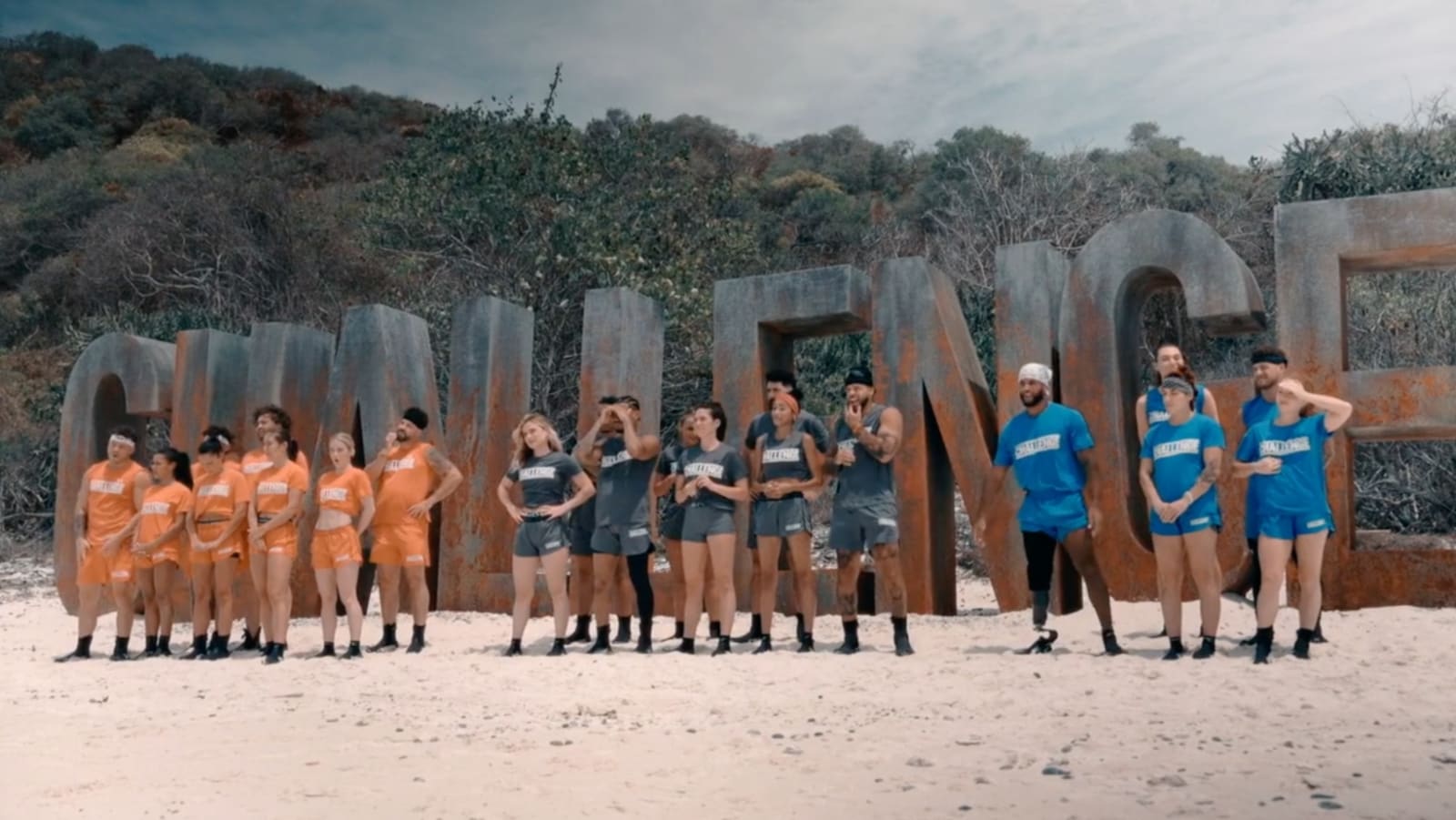 A still from ‘The Challenge’ 42 Episode 4 featuring the three teams (Image Source: Paramount+)