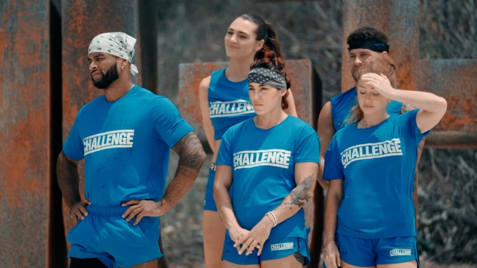A still from ‘The Challenge’ 42 Episode 4 featuring the three teams (Image Source: Paramount+)
