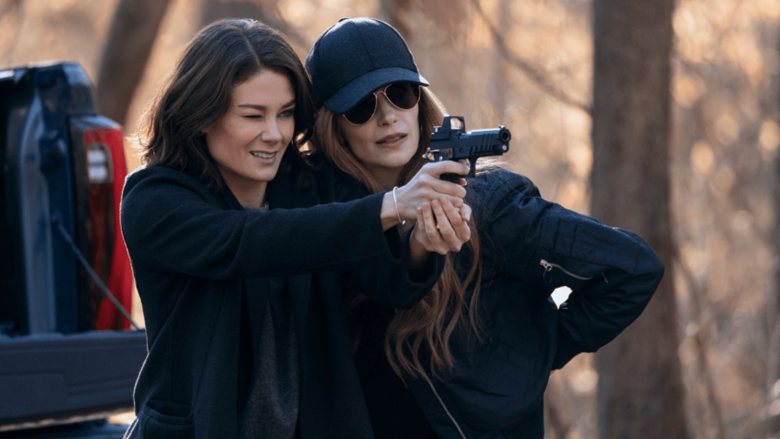 The Hunting Wives. Malin Akerman as Margo, Brittany Snow as Sophie in episode 201 of The Hunting Wives. (Image source: Netflix)