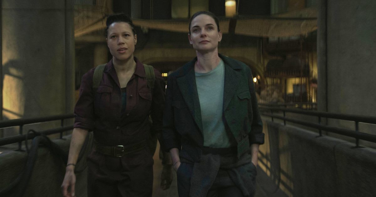 Remmie Milner and Rebecca Ferguson in ‘Silo’ (Image Source: Apple TV Press)