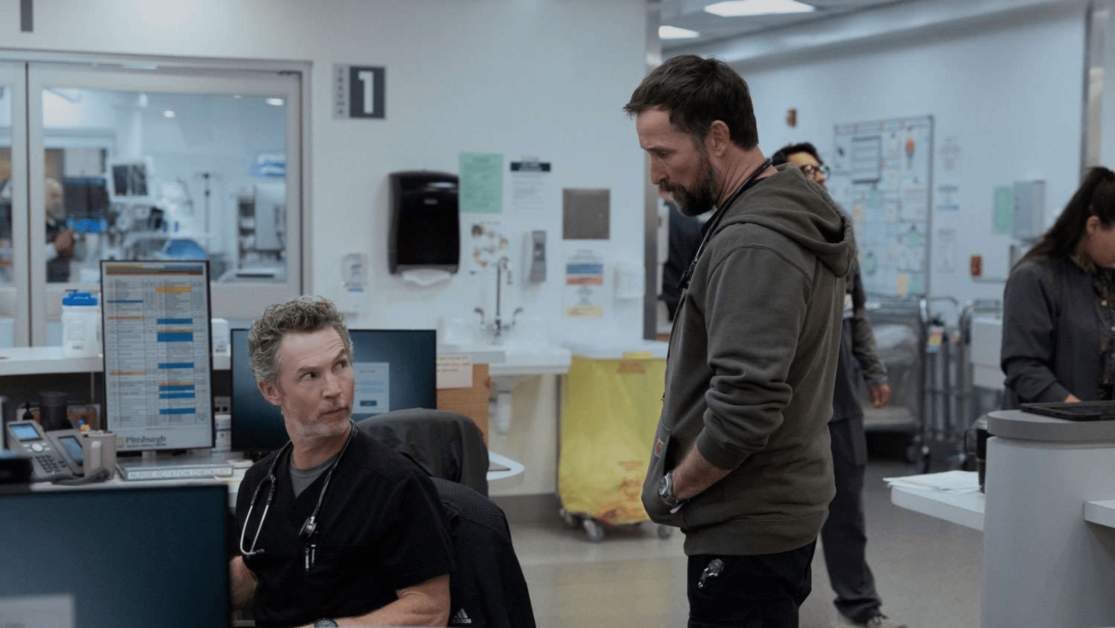 Shawn Hatosy and Noah Wyle in ‘The Pitt’ season 3.  (Image source: Warrick Page/HBOMAX)
