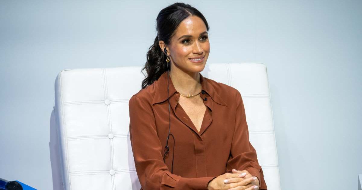 Meghan Markle looks on during a forum about digital responsibility at EAN University on August 15, 2024, in Bogota, Colombia