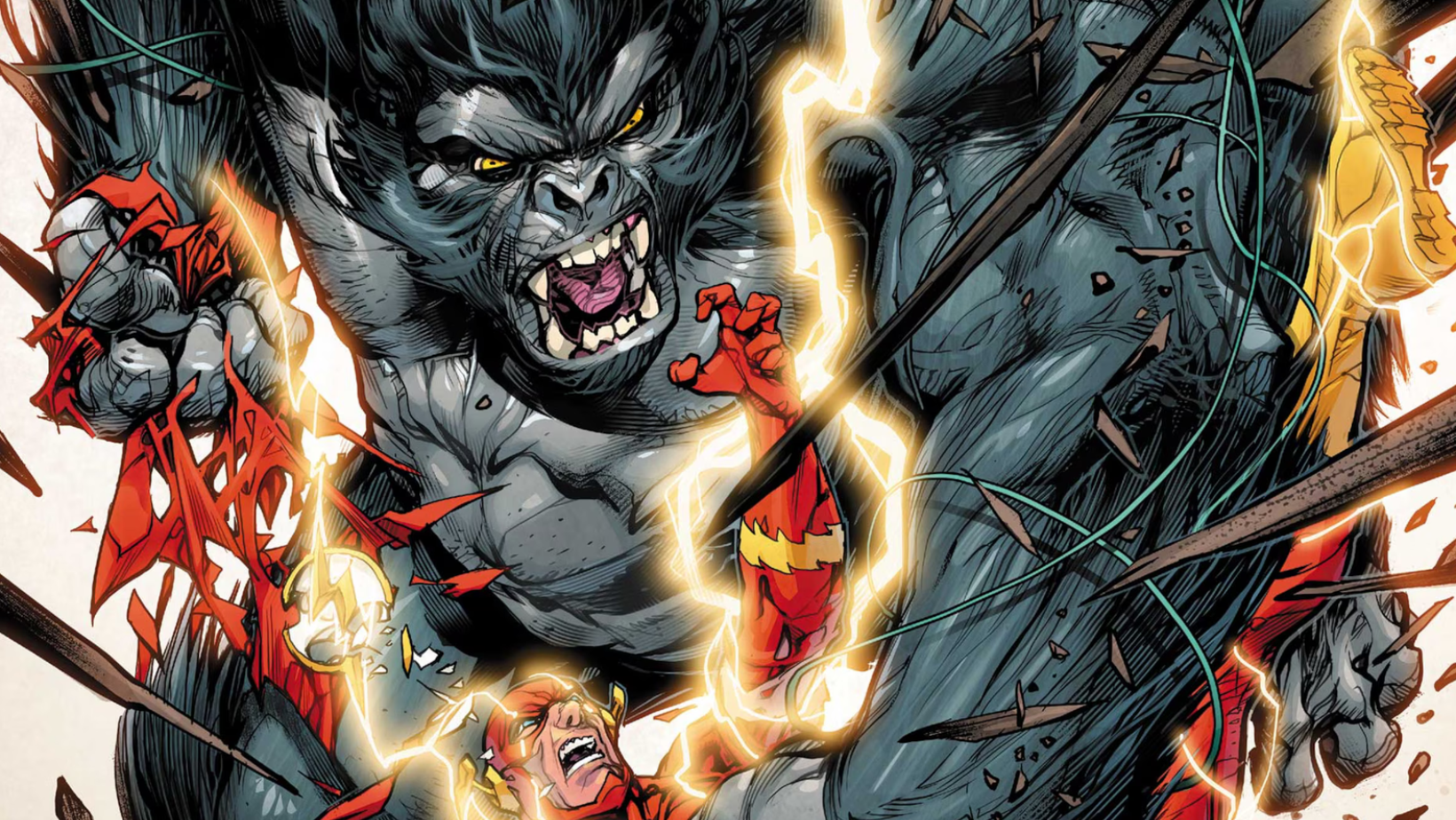 Gorilla Grodd towers over The Flash in artwork from DC Comics (Image Source: DC Comics)