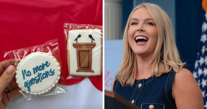 Karoline Leavitt gets playful sendoff with lectern cake, ‘No More Questions’ cookies
