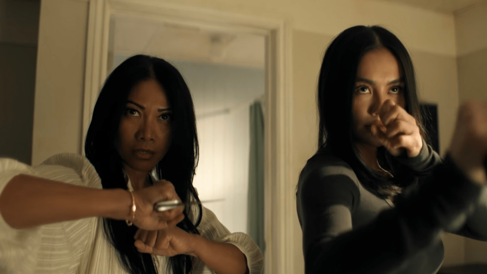 A still of Lila and Amisha from 'Reacher'