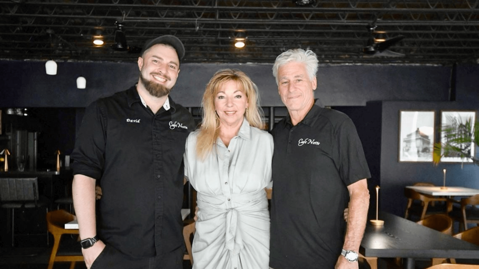 David Mielnicki, Debbie Santucci and Jerry Santucci pose inside Café Notte following its 'Kitchen Nightmares' makeover (Image Source: Instagram | @cafenottepgh)