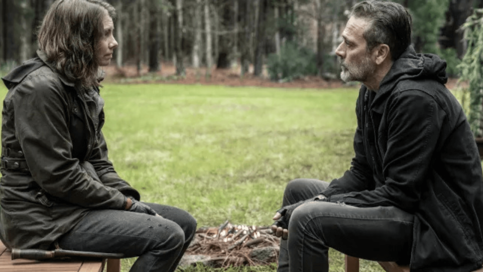 A still of Maggie and Negan from 'The Walking Dead'