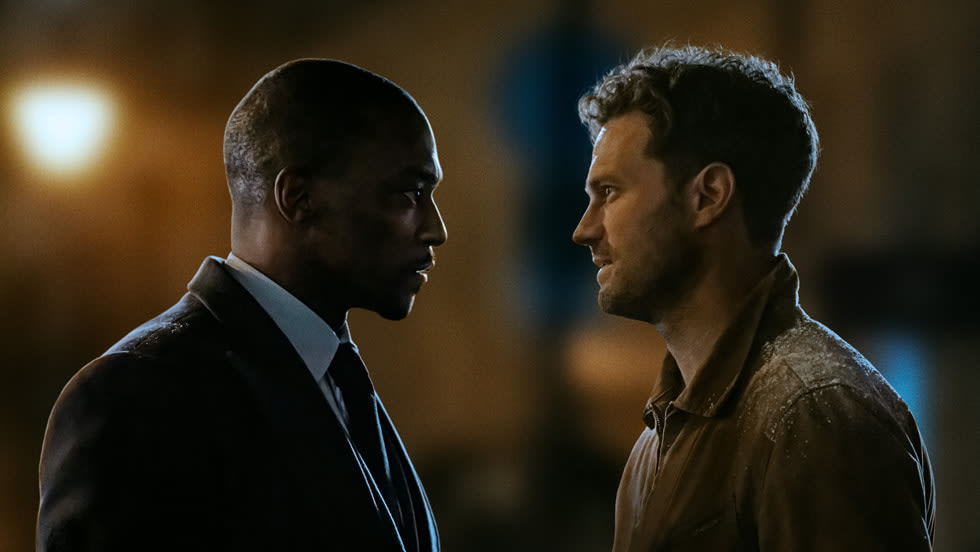 Anthony Mackie and Jamie Dornan in “12 12 12,” premiering November 13, 2026 on Apple TV.