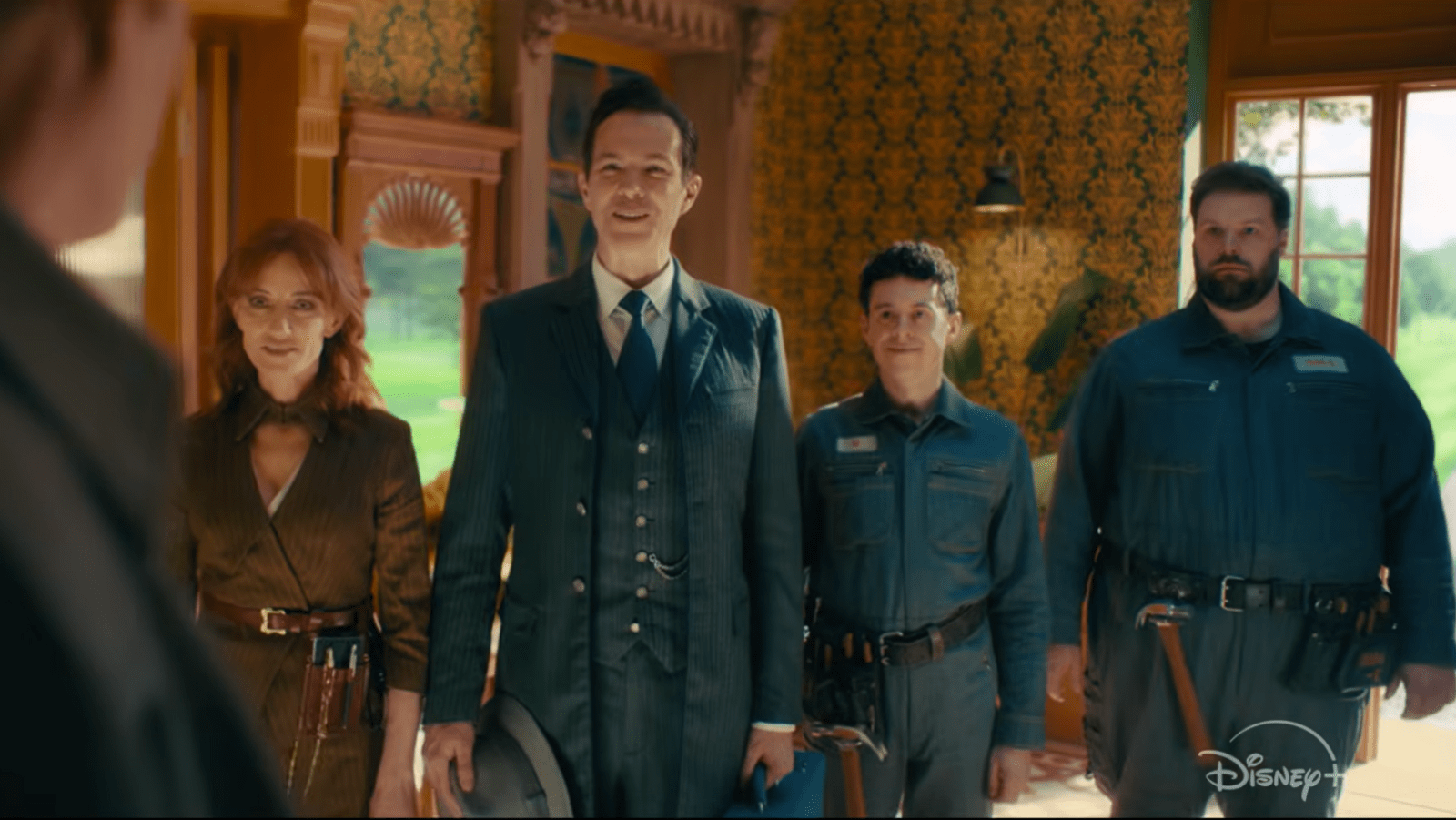 L-R: Orla Brady as F.R.I.D.A.Y., James D'Arcy as J.A.R.V.I.S., Jonathan Sayer as U and Henry Lewis as DUM-E in 'VisionQuest' (Image Source: YouTube | Marvel Entertainment)