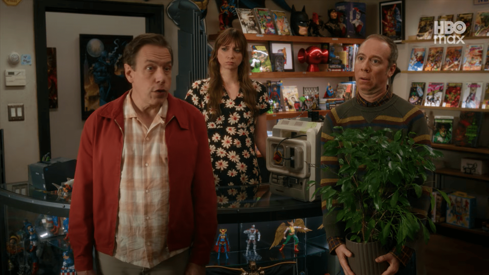 Barry Kripke (John Ross Bowie), Denise (Lauren Lapkus) and Stuart Bloom (Kevin Sussman) in episode 6 of ‘Stuart Fails to Save the Universe’ (Image Source: HBO Max)