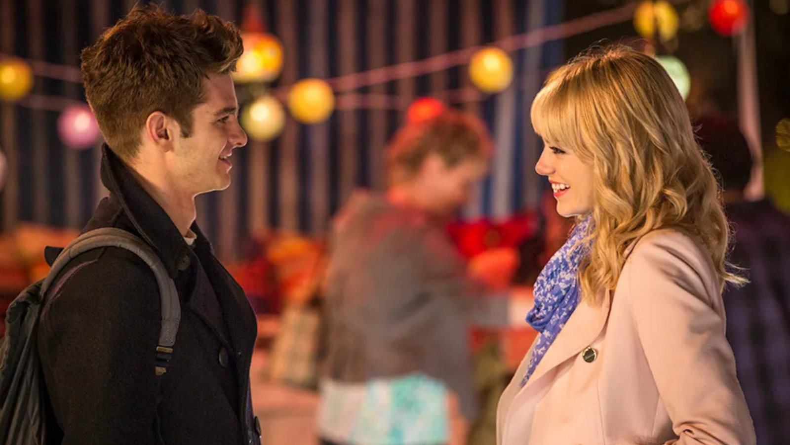 A still of Gwen and Peter from 'The Amazing Spider-Man 2'