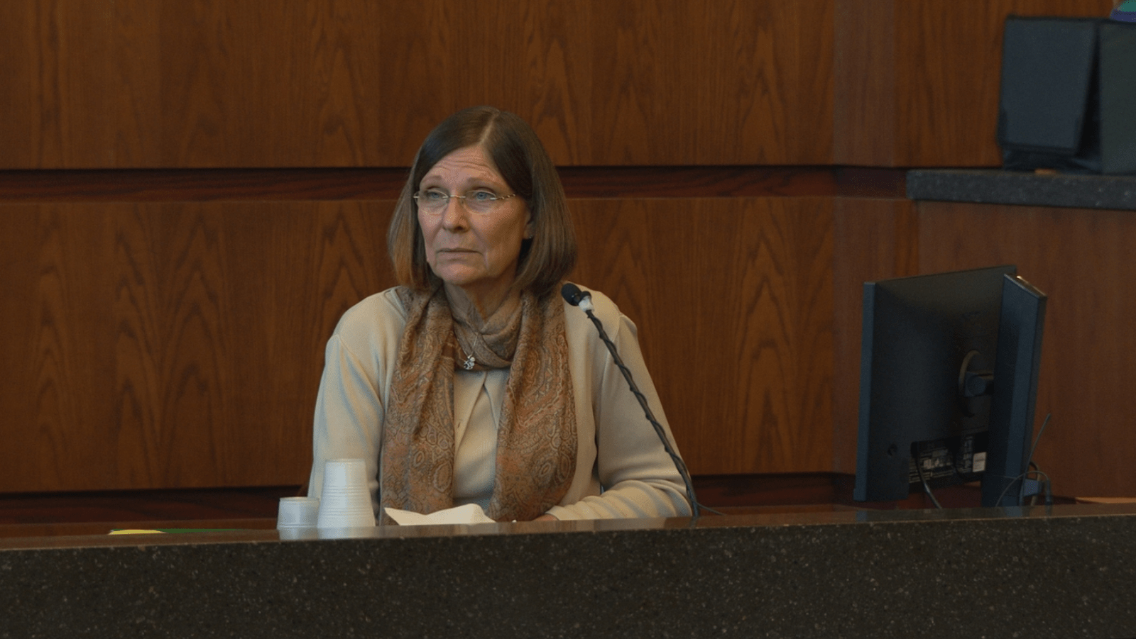 Dana Chandler testifies during her third murder trial in ‘A Killer Story’ (Image Source: HBO)