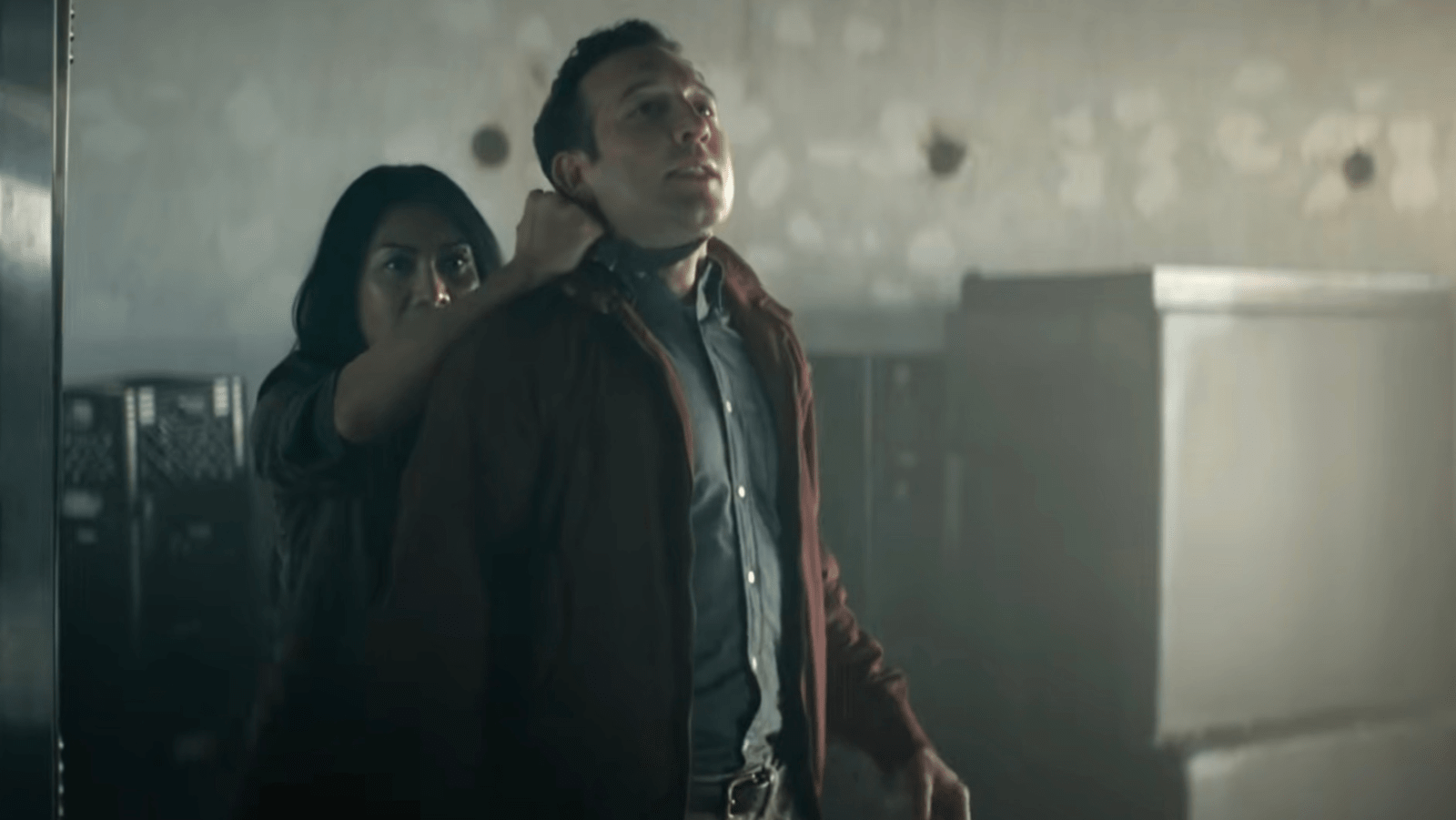 A still of Lila and Jacob from 'Reacher'