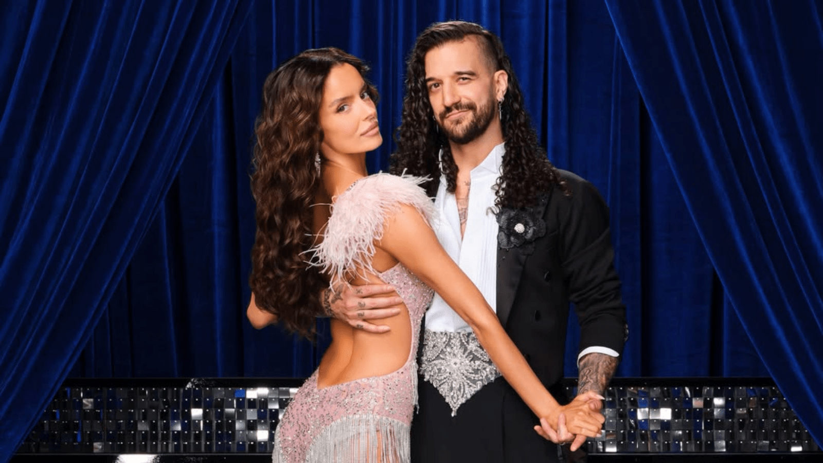 Maura Higgins poses with professional partner Mark Ballas ahead of ‘Dancing With the Stars’ Season 35 (Image Source: Disney | Photo by Andrew Eccles)