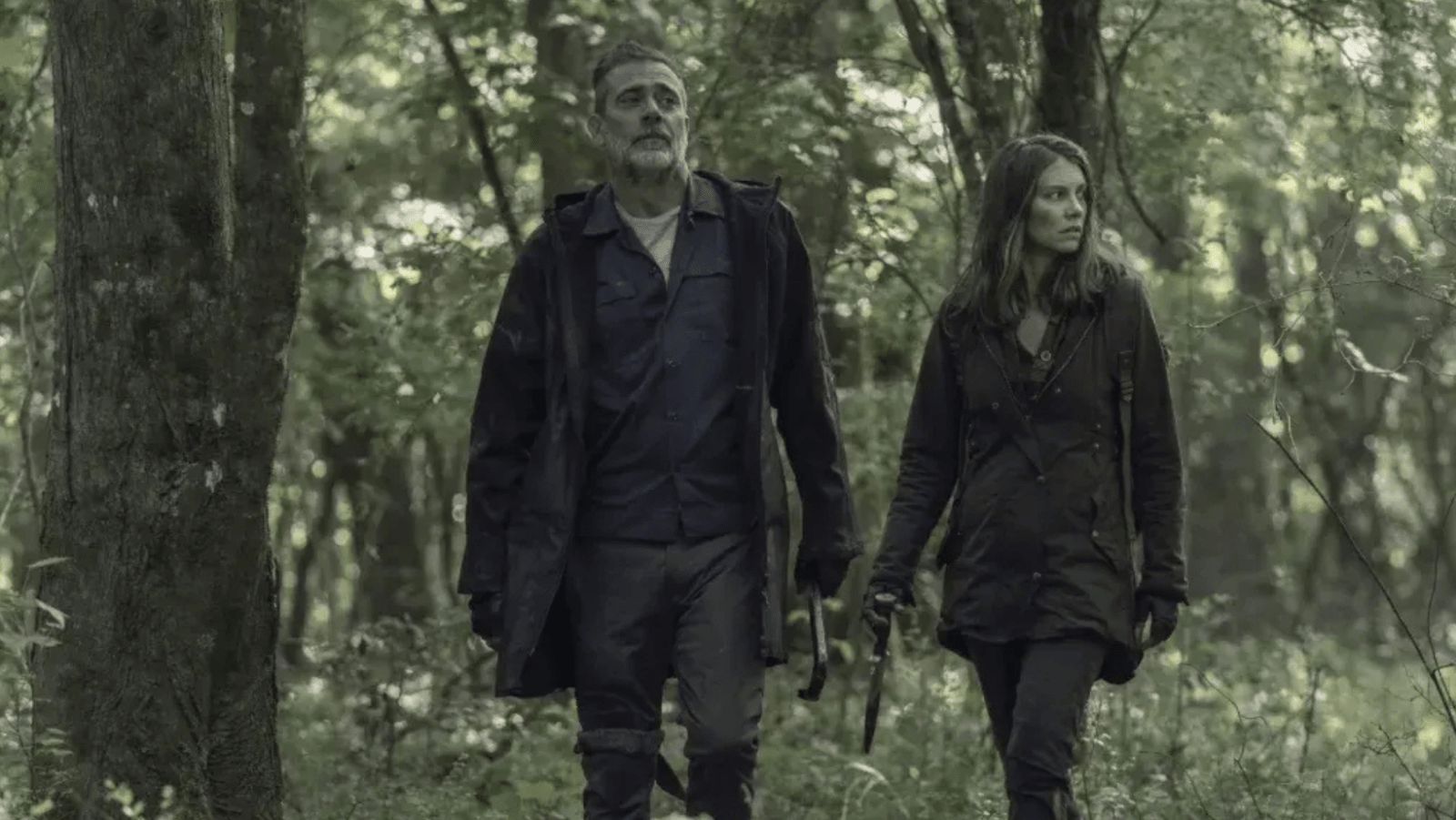 A still of Maggie and Negan in 'TWD: DC'