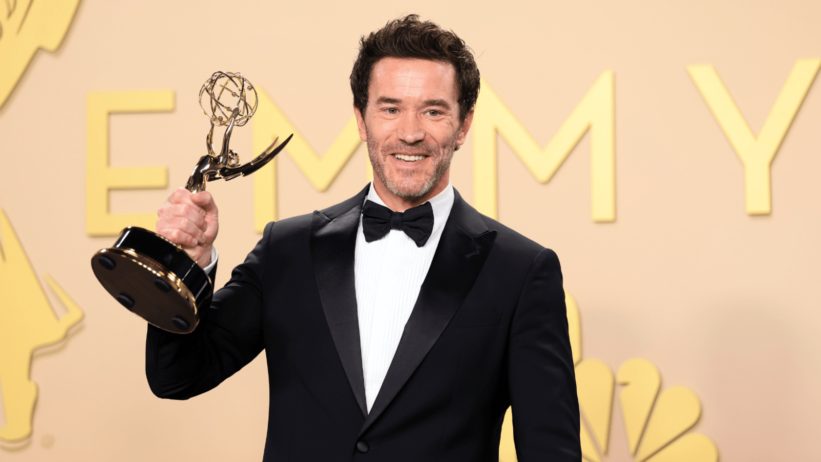 LOS ANGELES, CALIFORNIA - SEPTEMBER 14: Tom Pelphrey, winner of the Outstanding Supporting Actor in a Drama Series Award for “Task ”, poses in the press room during the 78th Primetime Emmy Awards at Peacock Theater on September 14, 2026 in Los Angeles, California. (Photo by Amy Sussman/Getty Images)