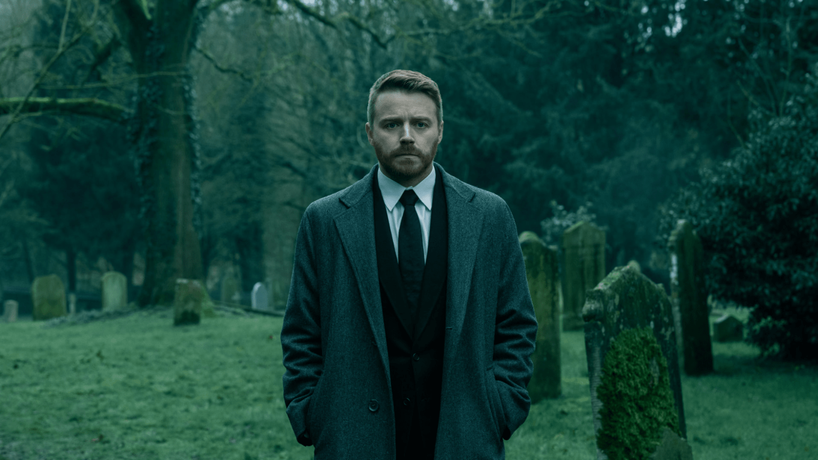 River Cartwright (Jack Lowden) attends his grandfather's funeral in 'Slow Horses' season 6 (Image Source: Apple TV)