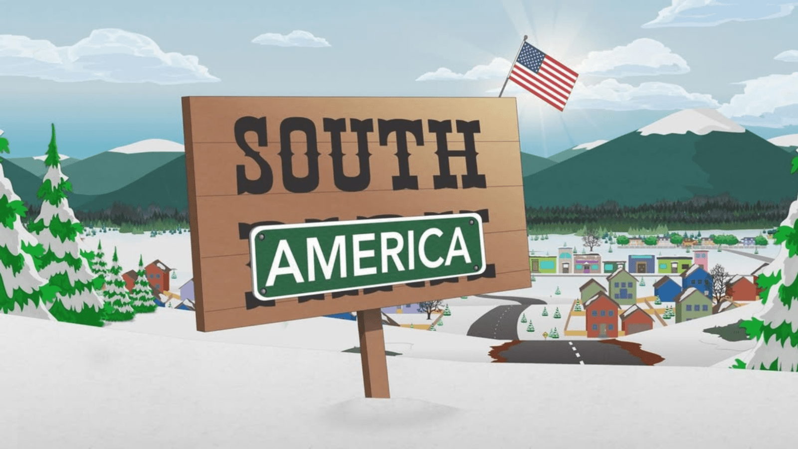The town of South Park is rebranded as 'South America' ahead of Season 29 (Image Source: Comedy Central)
