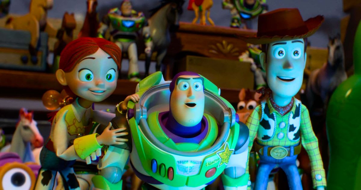 Tom Hanks, Joan Cusack, Tim Allen, Shelby Rabara, and Greta Lee in 'Toy Story 5'