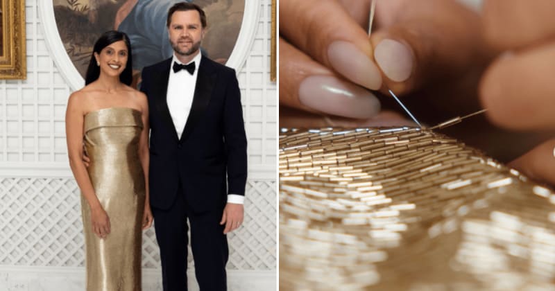 Usha Vance commands attention in stunning gold gown at Trump's state dinner