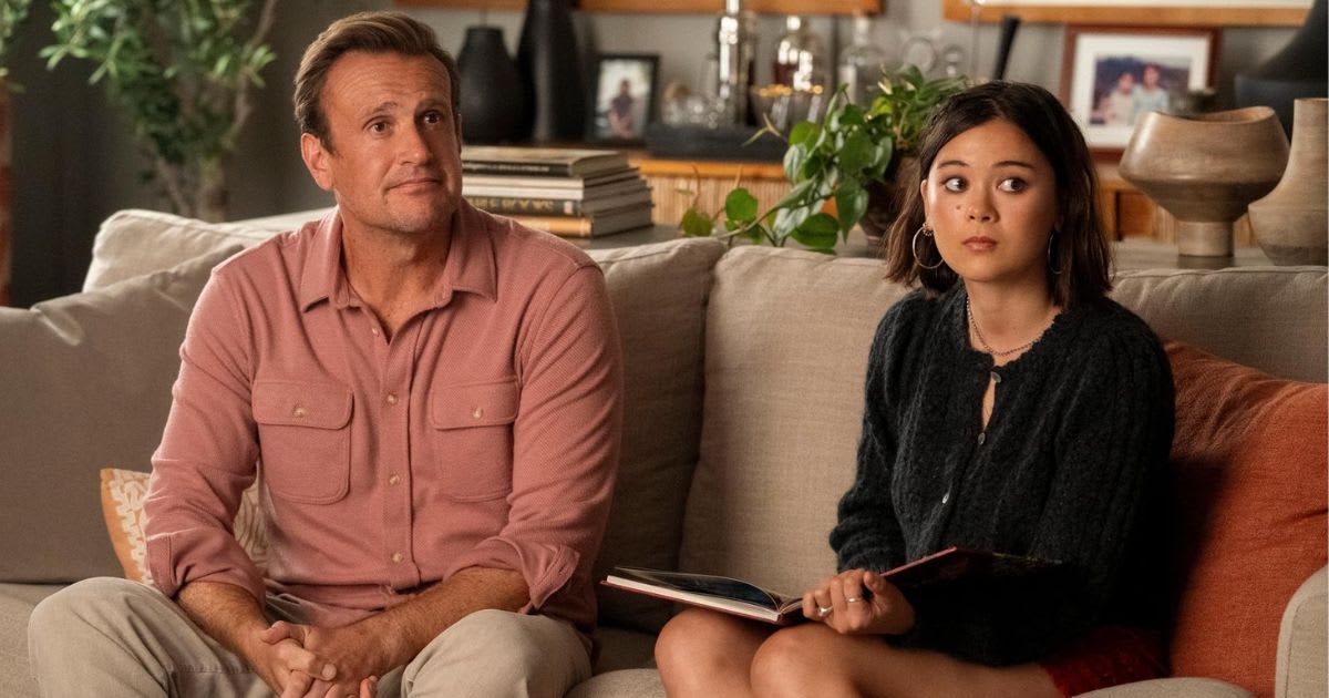Jason Segel and Lukita Maxwell in a still from 'Shrinking'