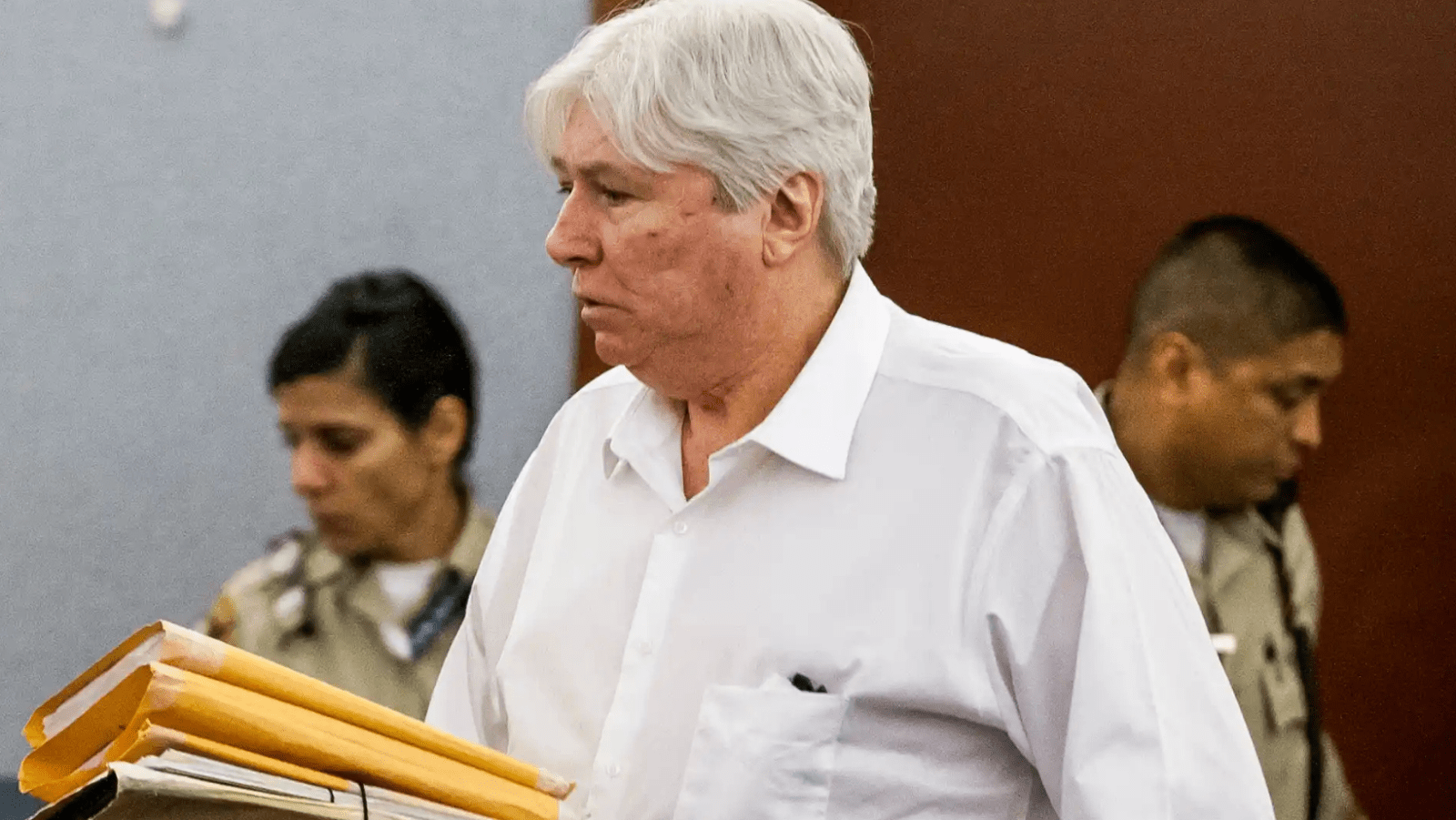 Thomas in a courtroom