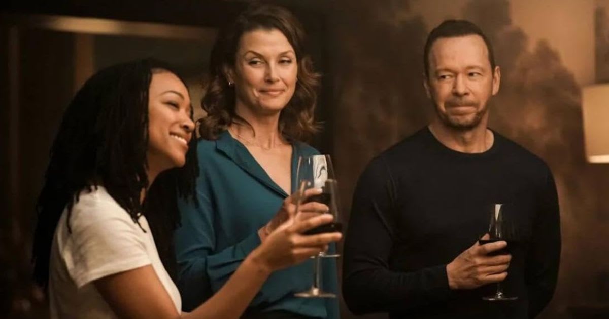 Bridget Moynahan, Donnie Wahlberg, and Sonequa Martin-Green in a still from 'Boston Blue'
