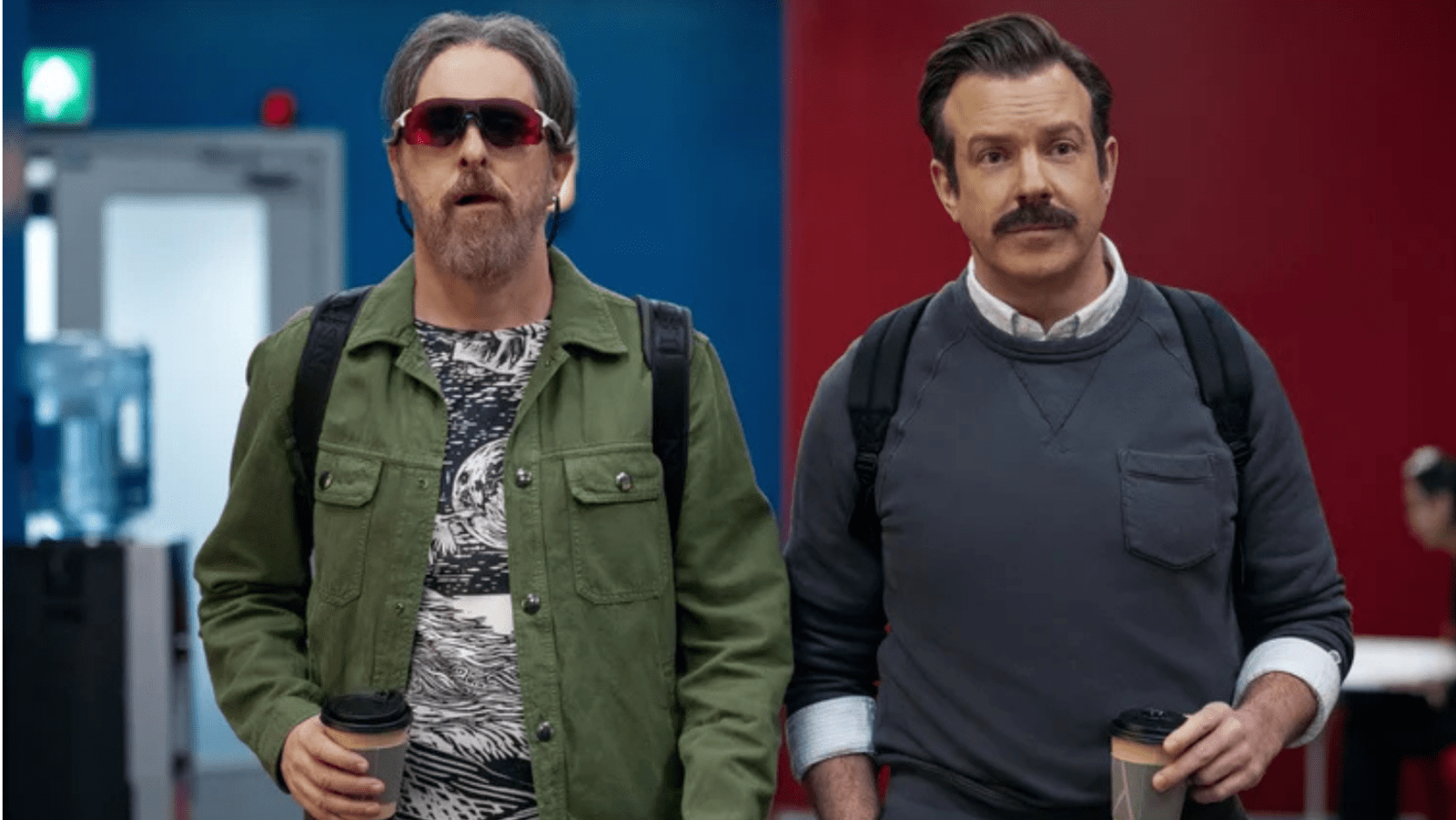 A still of Ted and Coach Beard from 'Ted Lasso'