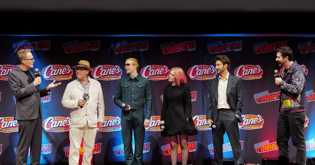 (L-R) Paul Bettany, James Spader, Ruaridh Mollica, Emily Hampshire, Terry Matalas and Brandon Davis speak at the Up Next From Marvel Television and Marvel Animation Panel during New York Comic Con 2026 at Javits Center on October 08, 2026, in New York City. (Image Source: Getty | Photo by Craig Barritt)