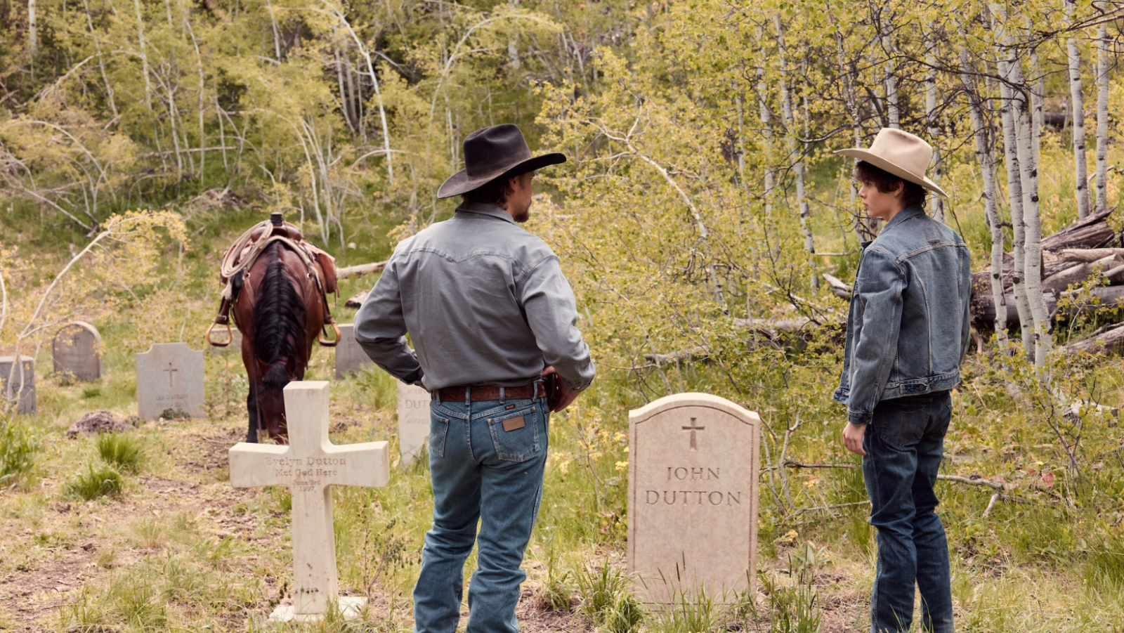A still of Cal and Tate from 'Dutton Ranch'
