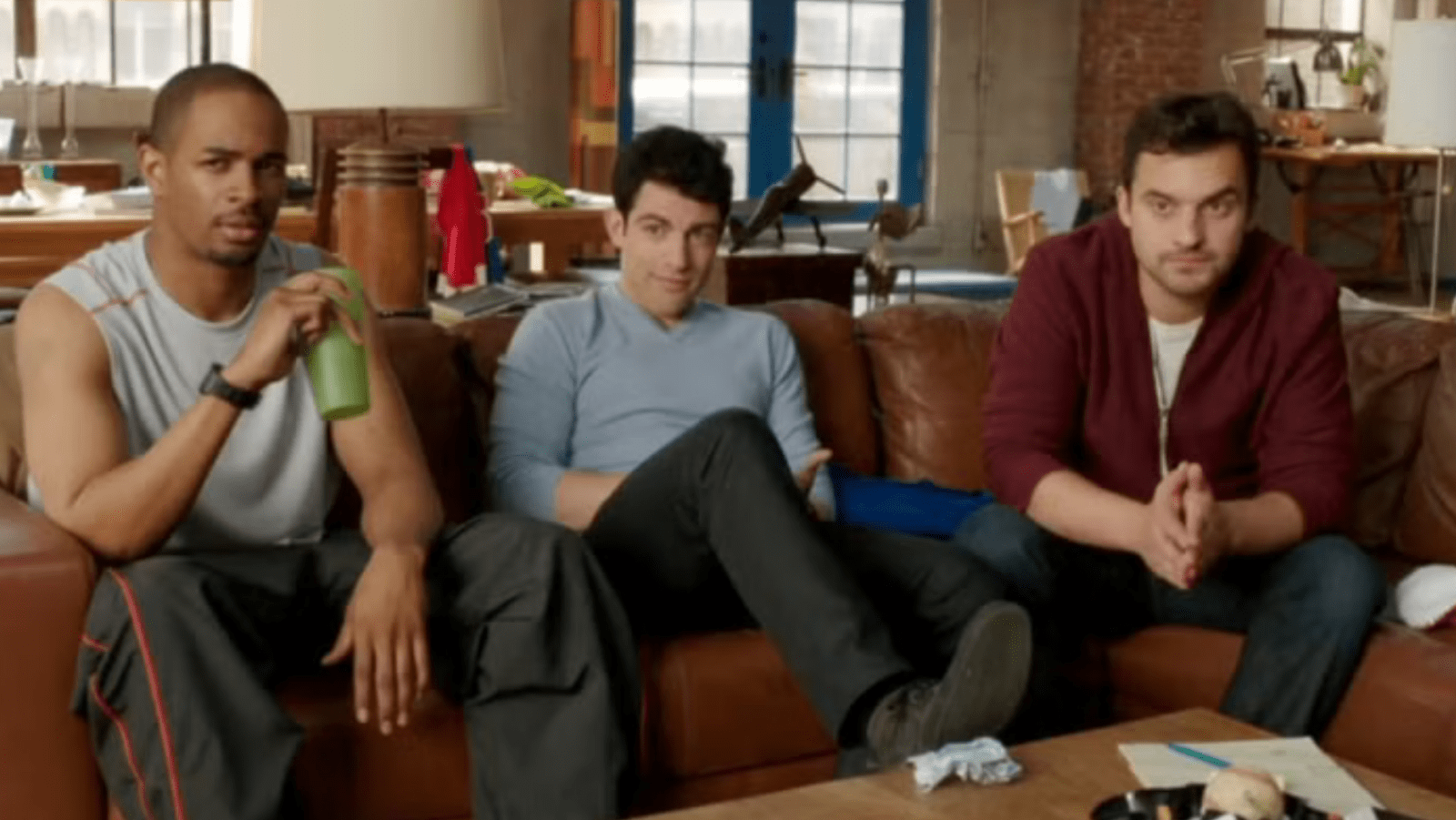 A still of Nick, Coach and Schmidt from 'New Girl'