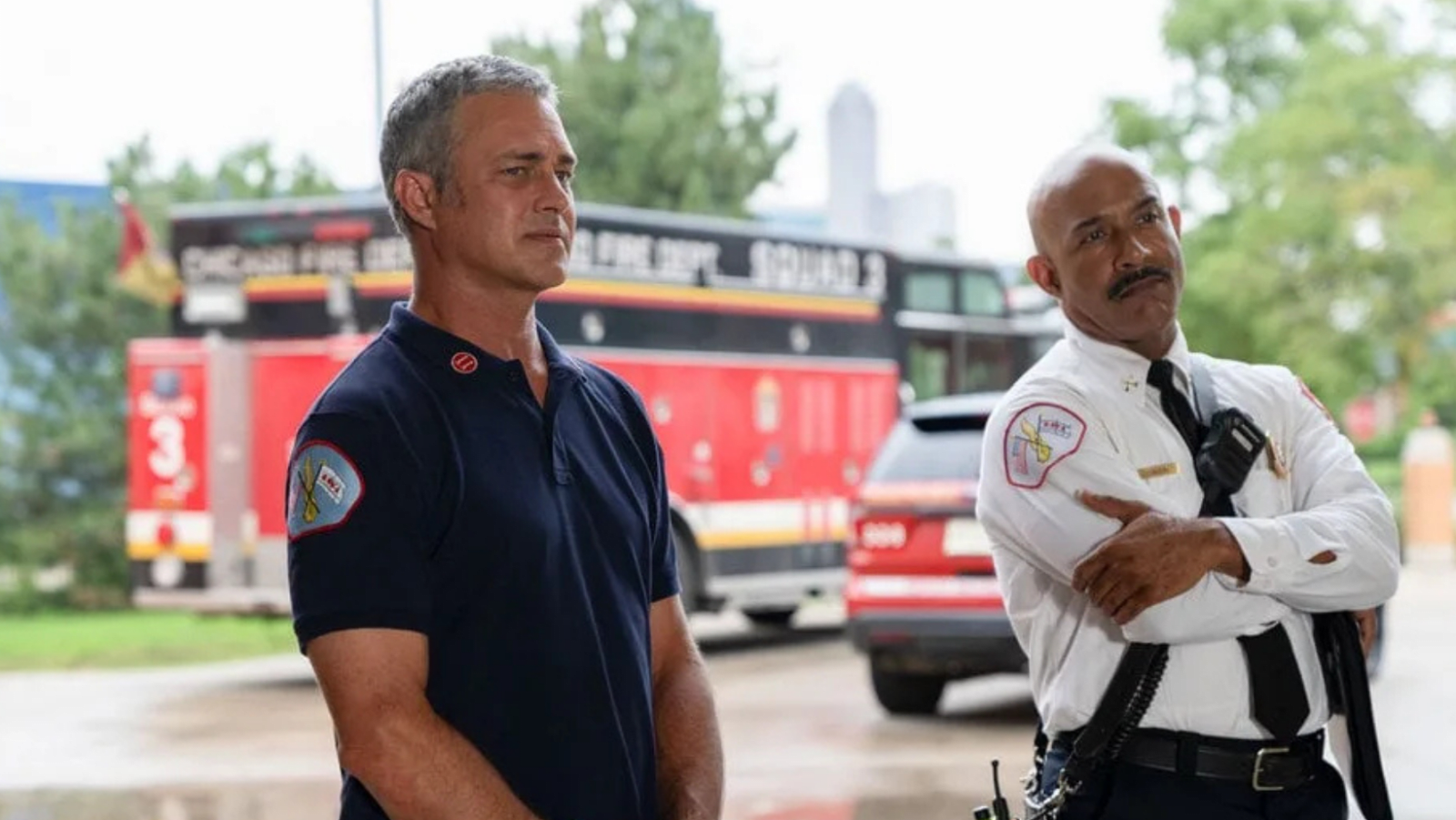 A still of Severide and Chief Lowen from 'Chicago Fire'